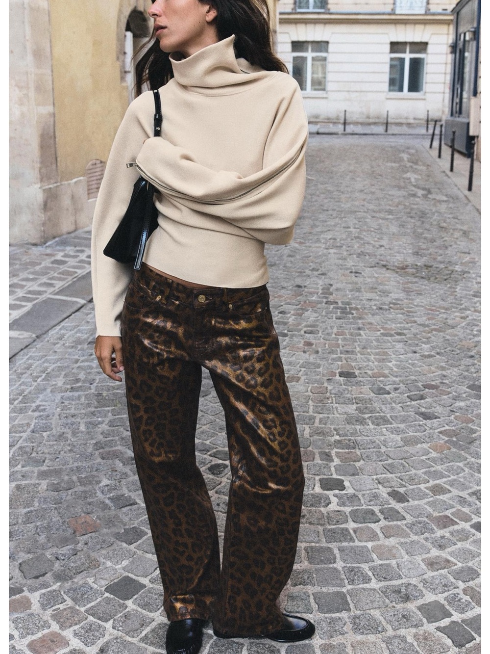 Zara Z1975 MID-RISE STRAIGHT-LEG ANIMAL-PRINT JEANS